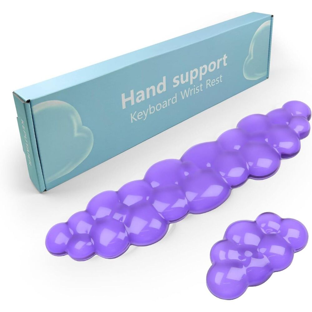 Gel Cloud Keyboard & Mouse Wrist Rest Set Transparent Purple Ergonomic Support